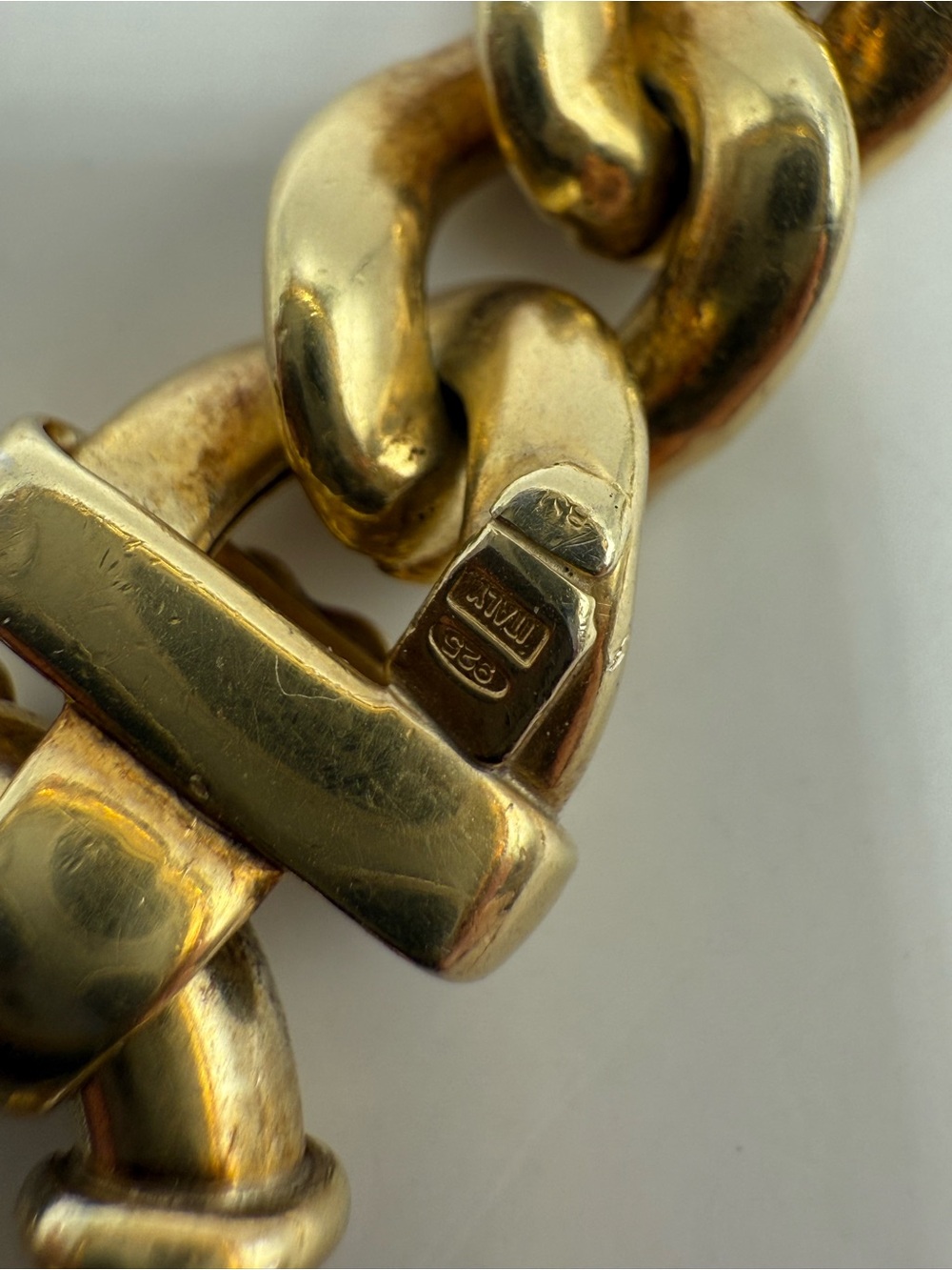 925 Italy 18k gold Plated Curb Link Bracelet Unoaerre 7.5 inch - Picture 3 of 5